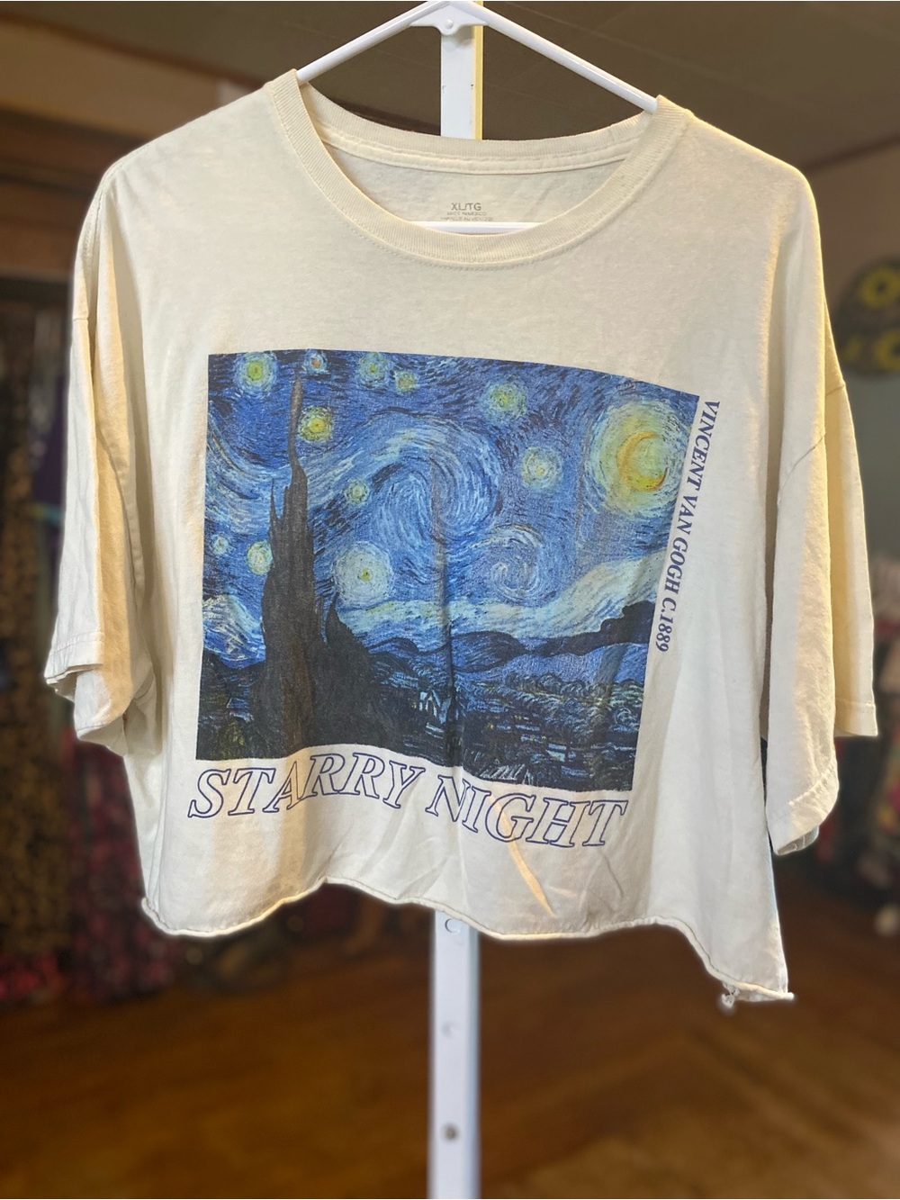 Starry Night -Vincent Van Gogh - 1889 - Graphic Crop Tee - Cream